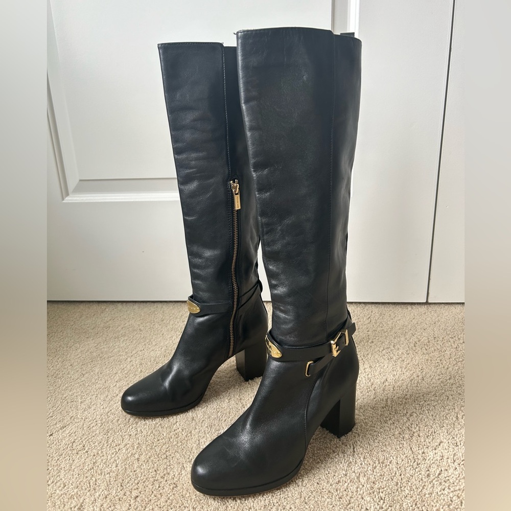 Late 2000s Micheal Khors knee high black leather boots - size 8W